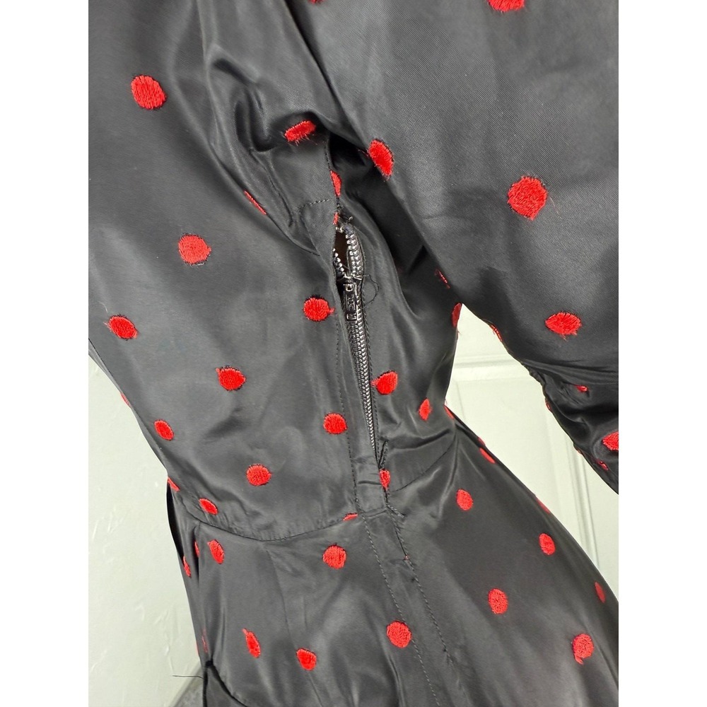 Vintage 50s Party Dress 10 Acetate Polka Dot Side Metal Zip Formal Evening TT9 - Picture 4 of 8